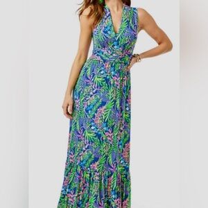 NWOT Lilly Pulitzer Pearce Maxi Boureliius Blue How You like me Prowl Stunning!!
